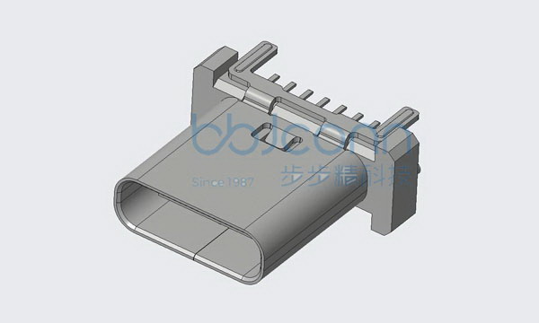 TYPE-C 16PIN母座 直立式 DIP 四脚插带柱 H=10.5