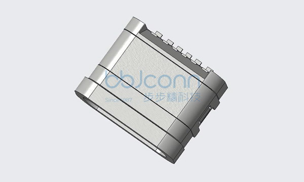 TYPE-C 6P 防水母座板上四脚插L=7.85带柱IPX7 CH=2.38