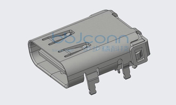 TYPE-C 24P母座前插后贴L=9.87 CH=1.76板上有弹外露1.25