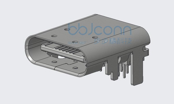 TYPE-C 16P 母座 L=9.54 CH=1.88 板上四脚插 双排DIP 端子脚长1.60