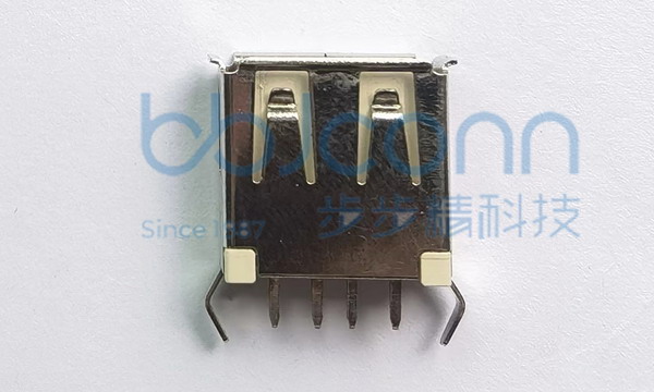 USB 2.0 AF 180度 H=13.0 卷边 弯脚 （端子DIP）铜壳 LCP白胶