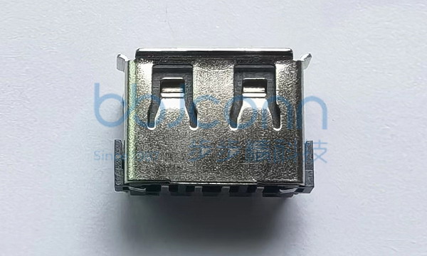 USB AF 90度 短体L=10.0 H=6.3 四脚插 （端子DIP） 卷边 LCP黑胶 铜壳