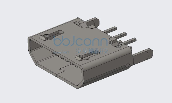 MICRO-5P BF 180度 直插 平口 H=5.0 不锈钢外壳 脚长2.0 亮锡