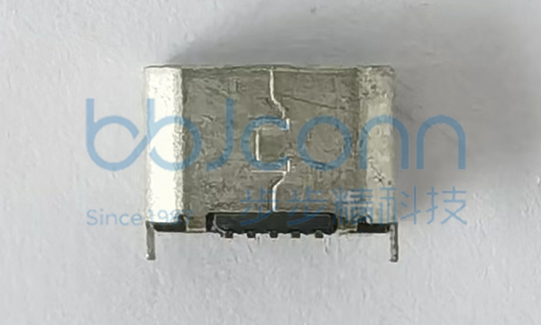 MICRO 5P 直立式 H=5.0 SMT 平口 铜壳（固定脚两插两贴）