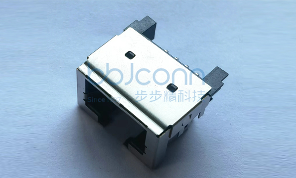 RJ45 90度 8P 反向沉板4.1 L=14.80 DIP 无弹无灯 平口 铜壳
