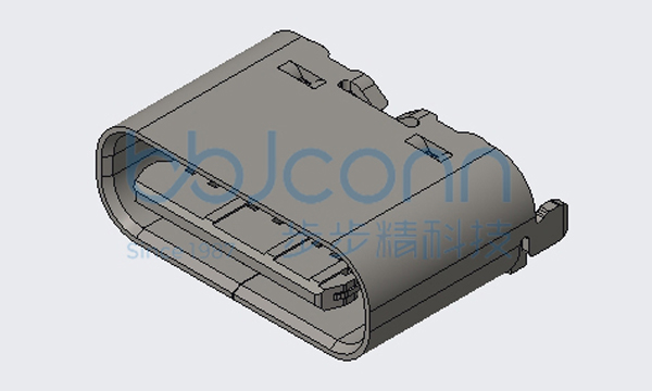 TYPE-C 6P 母座 直立式 两脚插 端子SMT H=5.50 舌片外漏0.25 加盖编带