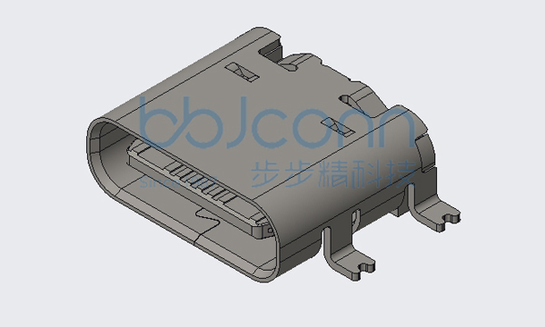 TYPE-C 16P 母座 板上型 四脚全贴 带柱 端子SMT L=7.30 CH=1.65 编带