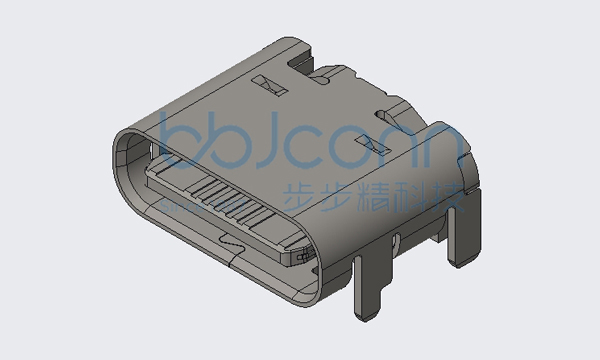 TYPE-C 16P 母座 板上四脚插 带柱 端子SMT 舌片外漏0.15 L=6.80 CH=1.65 编带