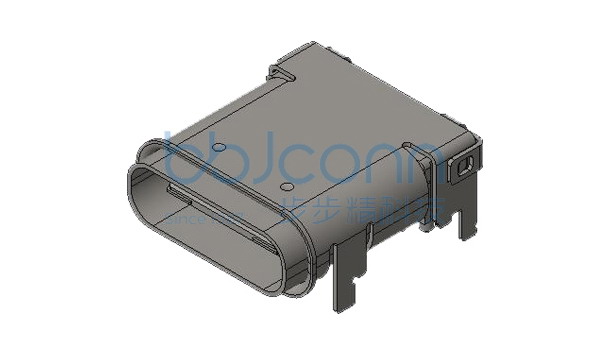 TYPE-C 24P 防水母座 L=10.65 CH=1.85 板上四脚插 带柱 带后盖 端子DIP+SMT IPX7