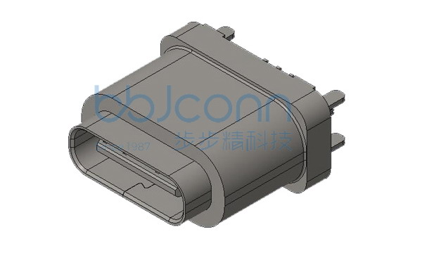 TYPE-C 16P 防水母座 180度 H=10.2 全插（DIP）IPX7 方形防水圈