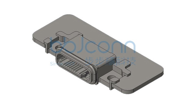 TYPE-C 16P 防水母座 L=6.10 CH=0.13 沉板2.16 舌片外漏1.05 带锁孔 端子SMT IP67（07-A320）