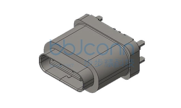 TYPE-C 16P 防水母座 180度 H=10.2 全插（DIP脚长2.0）端子高导铜 10A 带方形防水圈IPX7