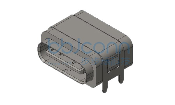 TYPE-C 6P 防水母座 板上型 外壳四脚DIP 端子SMT L=7.90 带柱 不锈钢外壳 LCP黑胶 IPX7 方型防水圈 编带