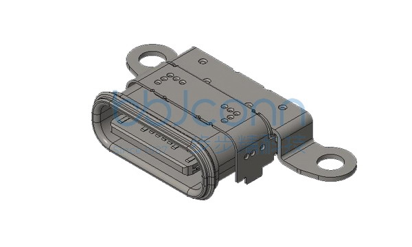 TYPE-C 16P 防水 母座 端子SMT 四脚插 锁板式 L=8.65 CH=1.50 IPX8 编带