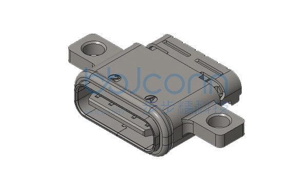 TYPE-C 24P 防水母座 L=9.60 CH=0.35 沉板1.6 带耳 端子双排SMT IPX6