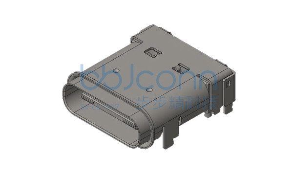TYPE-C 24P 母座 L=10.65 CH=1.75 板上四脚插 带柱 端子SMT+DIP 防水IPX7