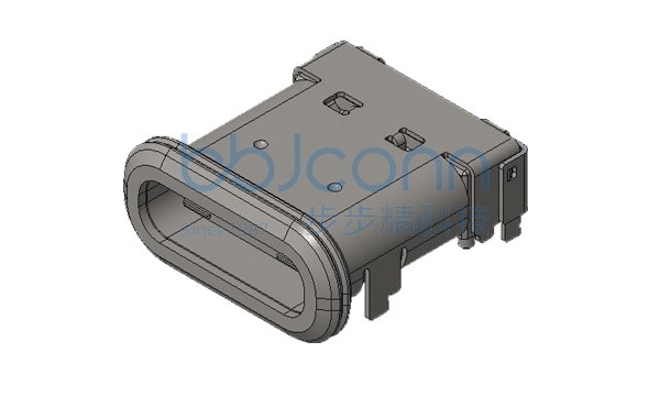 TYPE-C 24P 防水母座 双壳 SMT+DIP 板上四脚插 L=10.65 CH=1.75 带柱 IPX8 编带