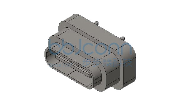 TYPE-C 24P 防水母座 直立式 H=6.5 带柱 SMT IPX7 方形防水圈