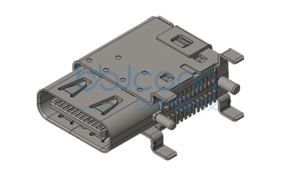 U4 40G速率 TYPE-C 24P 母座 侧插 双壳 四脚插带柱 SMT L=14.3 CH5.06 镀金3U