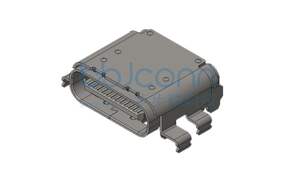 U4 40G速率 TYPE-C 24P 母座 有后盖双壳 八脚插脚长0.6 带柱 端子双排SMT 沉板0.23 L=8.27 CH1.57