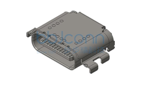 U4 40G速率 TYPE-C 24P 母座 有后盖双壳 六脚插 双排SMT 沉板1.08 L=8.21 CH0.50 编带