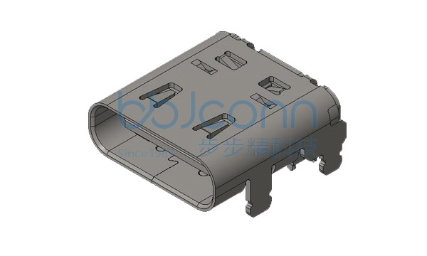 U4 40G速率 TYPE-C 24P 母座 有后盖 单壳板上四脚插带柱 SMT 外壳脚长1.20 L=9.17 CH1.57 编带