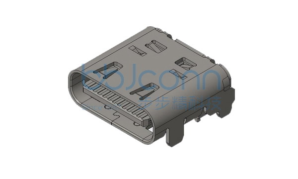 U4.0 40G速率 TYP-C 母座 24P 外壳四脚DIP SMT CH1.57 L=8.17 外壳脚长0.6 带柱 编带