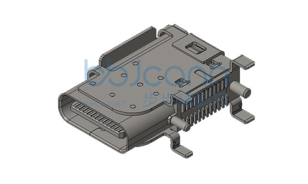 U4 20G速率 TYPE-C 24P 母座 侧插 双壳 四脚插带柱 L=14.30 SMT
