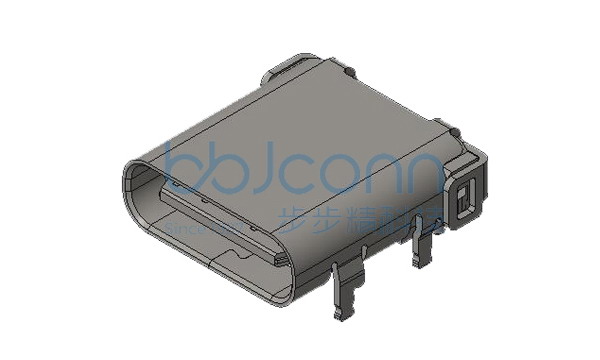 U4 40G速率 TYPE-C 24P 母座 L=9.87 CH=1.73 错位双贴SMT 板上四脚插 带柱 外壳无弹