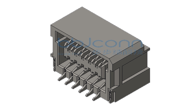 针座 SHLD 1.0-2x6P B型 双排卧贴4代 带扣 无柱 米黄色 加盖编带