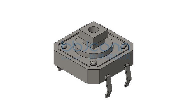 轻触开关 12x12x7.3 方头 黄柄 四脚弯插 260gf 袋装