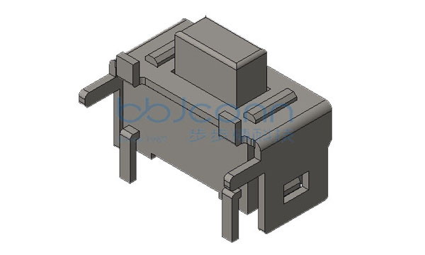 轻触开关 3x6x5.0 两脚直插 侧按 端子SMT 带支架 方头黑柄 铁盖 260gf 编带