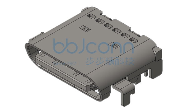 TYPE-C 24P 母座 四脚插  双贴SMT 沉板0.8 斜口 L=7.90 不锈钢外壳 编带
