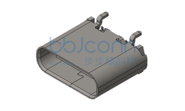 TYPE-C 24P 母座 直立式 四脚插 带柱 外壳无弹 端子SMT H=7.40 编带