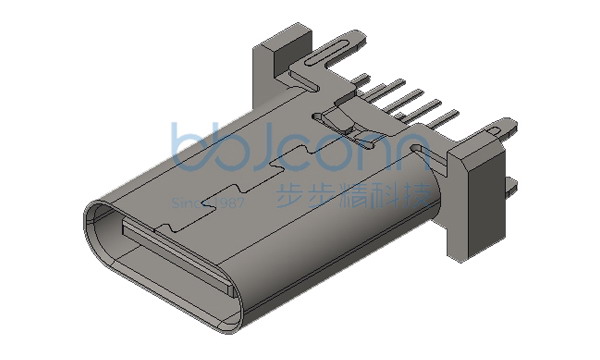 TYPE-C 16P 母座 直立式 四脚插 端子DIP H=13.10 编带