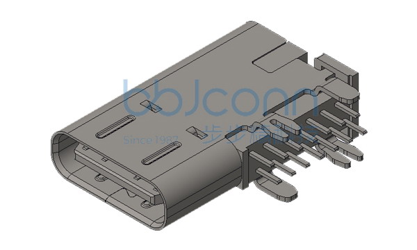TYPE-C 14P 母座 侧插 四脚插 鱼叉脚 端子DIP L=14.75 CH=4.50