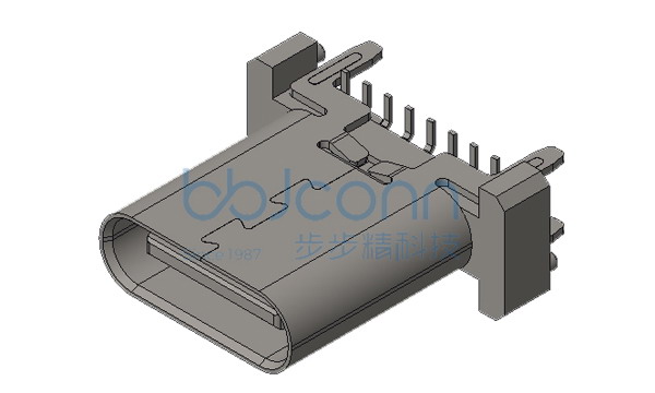 TYPE-C 16P 母座 直立式 四脚插 带柱 H=10.50 端子SMT 端子镀金3u 高导铜C7025 加盖编带