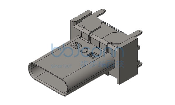 TYPE-C 24P 母座 直立式 四脚插 带四方柱 H=15.0 端子SMT