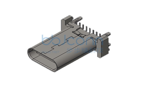 TYPE-C 16P 母座 直立式 四脚插 带柱 H=13.70 端子SMT 端子镀金3u 高导铜C7025 加盖编带
