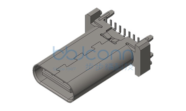 TYPE-C 16P 母座 直立式 四脚插 带柱 H=15.0 端子SMT 端子镀金3u 高导铜C7025 加盖编带