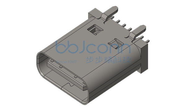 TYPE-C 14P 母座 直立式 H=10.0 四脚插 端子DIP