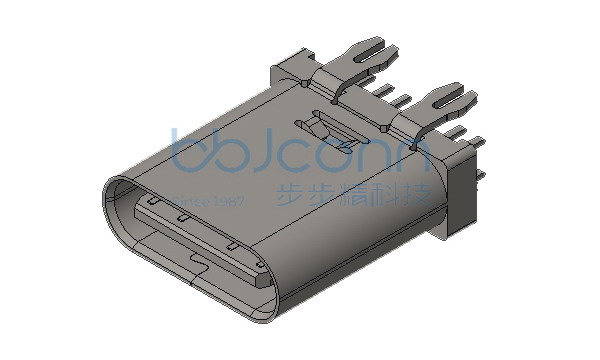 TYPE-C 14PIN 母座 直立式 H=10.0 四脚插 鱼叉脚 端子DIP 高导铜C7025 端子镀金3u 电流5A (B款)