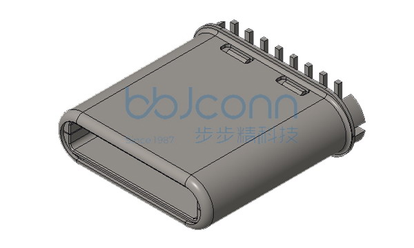 TYPE-C 16P 公头 直立式 贴片 SMT H=8.50 卡勾6.70 盒装