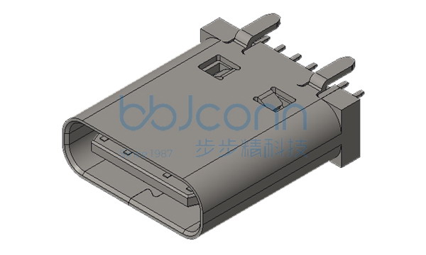 TYPE-C 14P 母座 直立式 H=10.0 四脚插 端子DIP PA9T橙胶