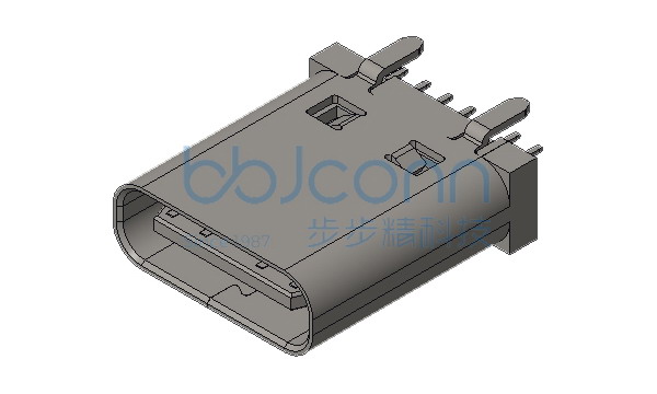 TYPE-C 14P 母座 直立式 H=10.0 外壳无弹 四脚插 鱼叉脚 端子DIP 大电流5A (B款)