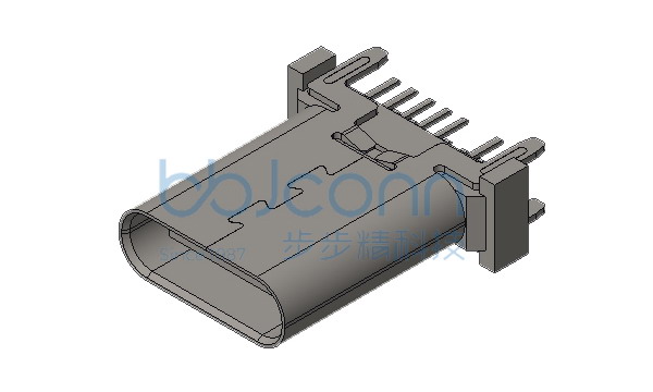 TYPE-C 14P 母座 直立式 H=12.0 外壳无弹 四脚插 端子DIP (C款) 编带