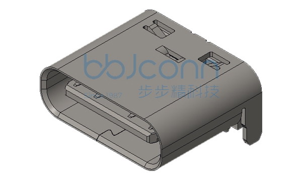 TYPE-C 16PIN 母座 板上后两脚插 带柱 端子SMT L=7.35 CH=1.68 编带