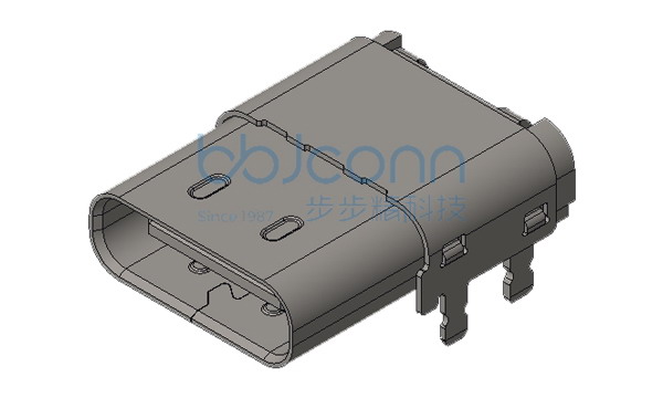 TYPE-C 24P 母座 四脚插 带柱 双壳 双排端子SMT L=12.4 镀金3U 编带
