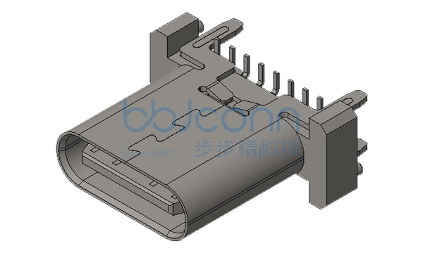 TYPE-C 16P 母座 直立式 四脚插 带柱 H=10.0 端子SMT 端子镀金3u 高导铜C7025 加盖编带