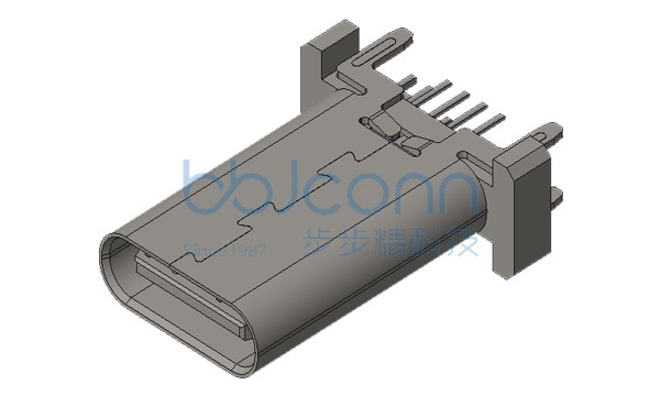 TYPE-C 16P 母座 直立式 四脚插 端子DIP 端子镀金3u 高导铜 C7025 H=15.0 PA9T橙胶 加盖编带